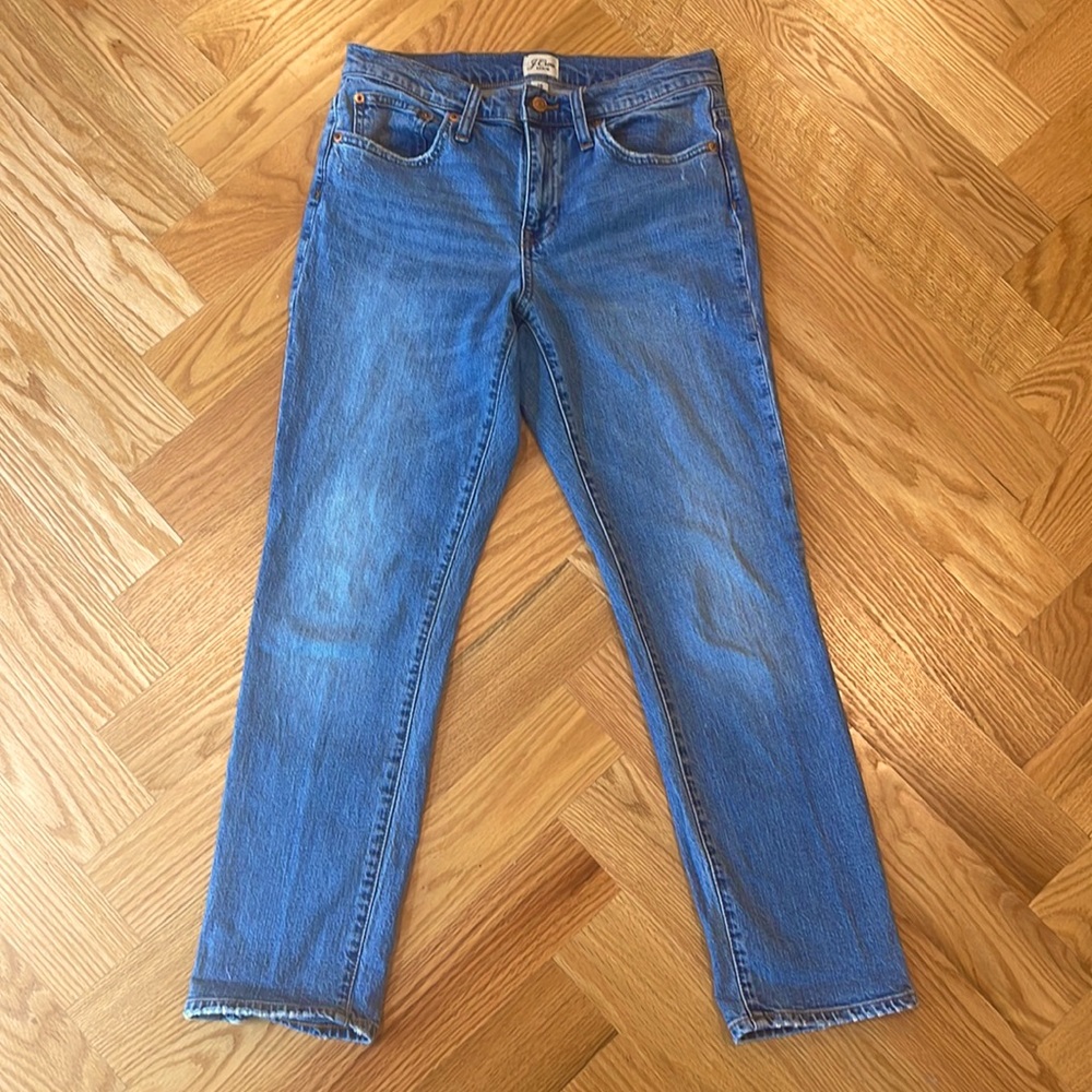 J.Crew light blue, slim boyfriend jeans, gently worn, size 26.